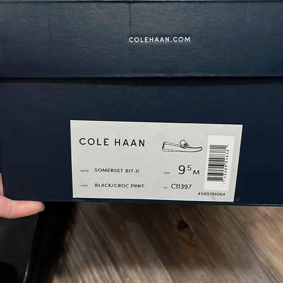 Men’s Cole Haan Somerset Black Croc Driving Moc Loafers - Picture 9 of 9